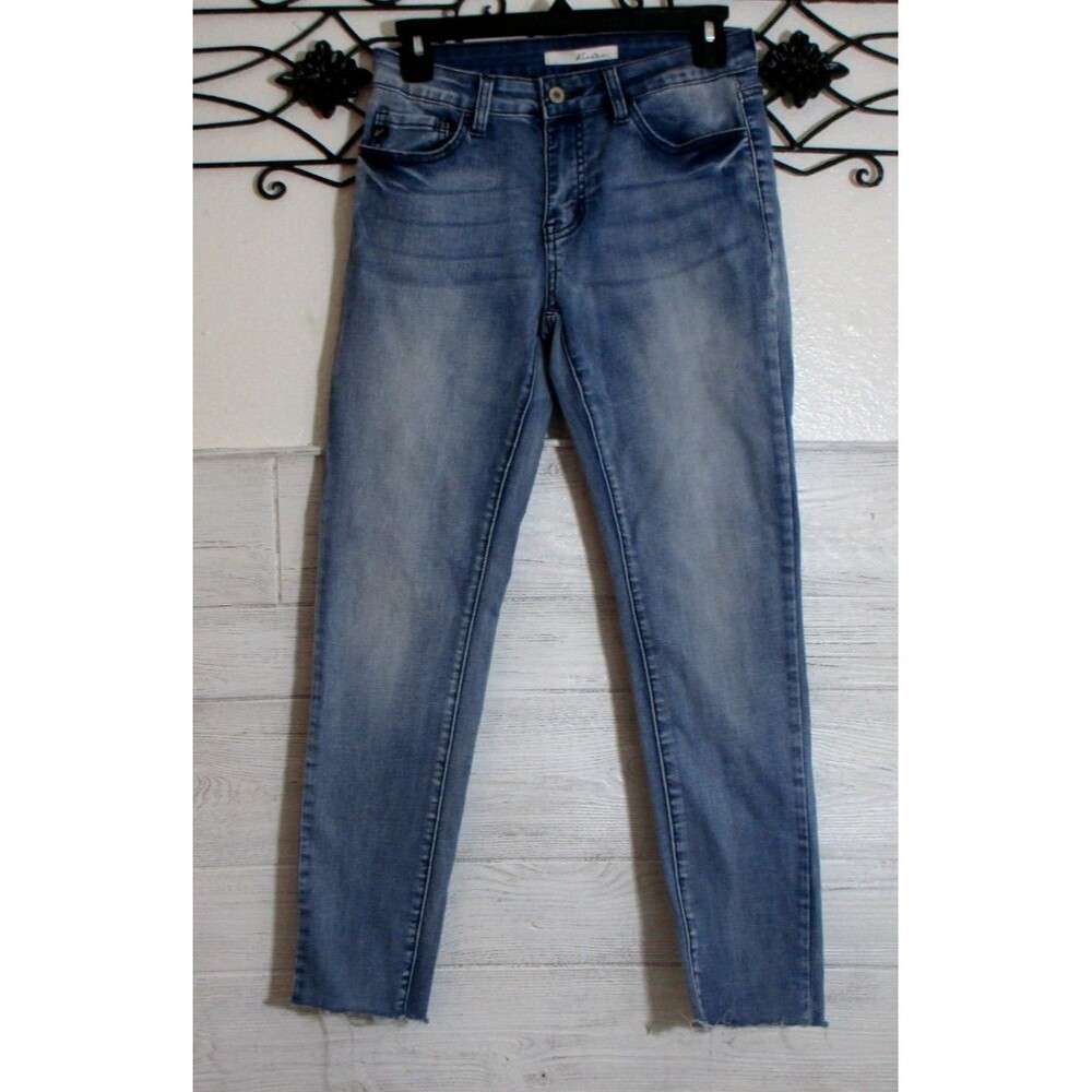 RanCan Jeans Women's Size 27 Blue Stretch Pockets Raw Hem